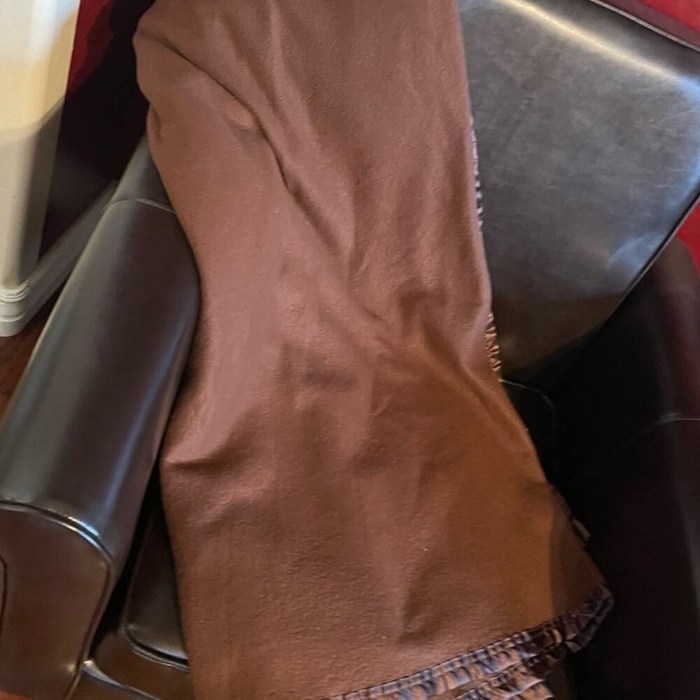 Vintage satin trim blanket dark brown